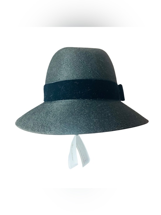 Classic Cloche Rabbit Hat with Velvet Band - Gray
